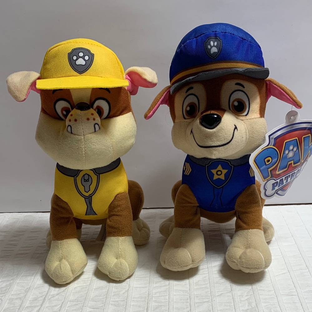9” Paw Patrol Plush Chase & Rubble - SpinMaster & Nickelodeon